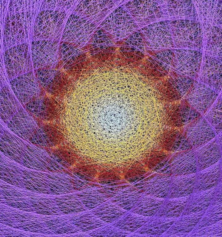 Purple and amber mandala string art